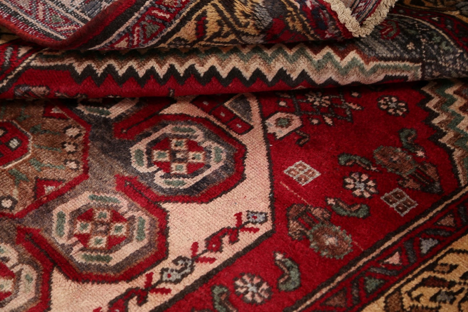 Red Traditional Geometric Area Rug 4×6 Hand-knotted Wool Carpet for Any Room