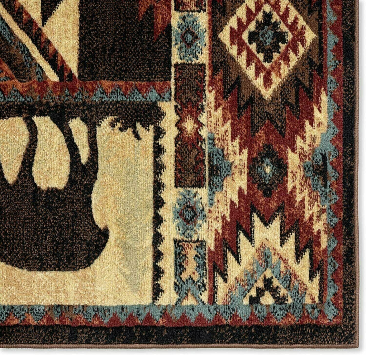 Southwestern Area Rug 5×7 Rustic Cabin Lodge Wildlife Country Farmhouse Living