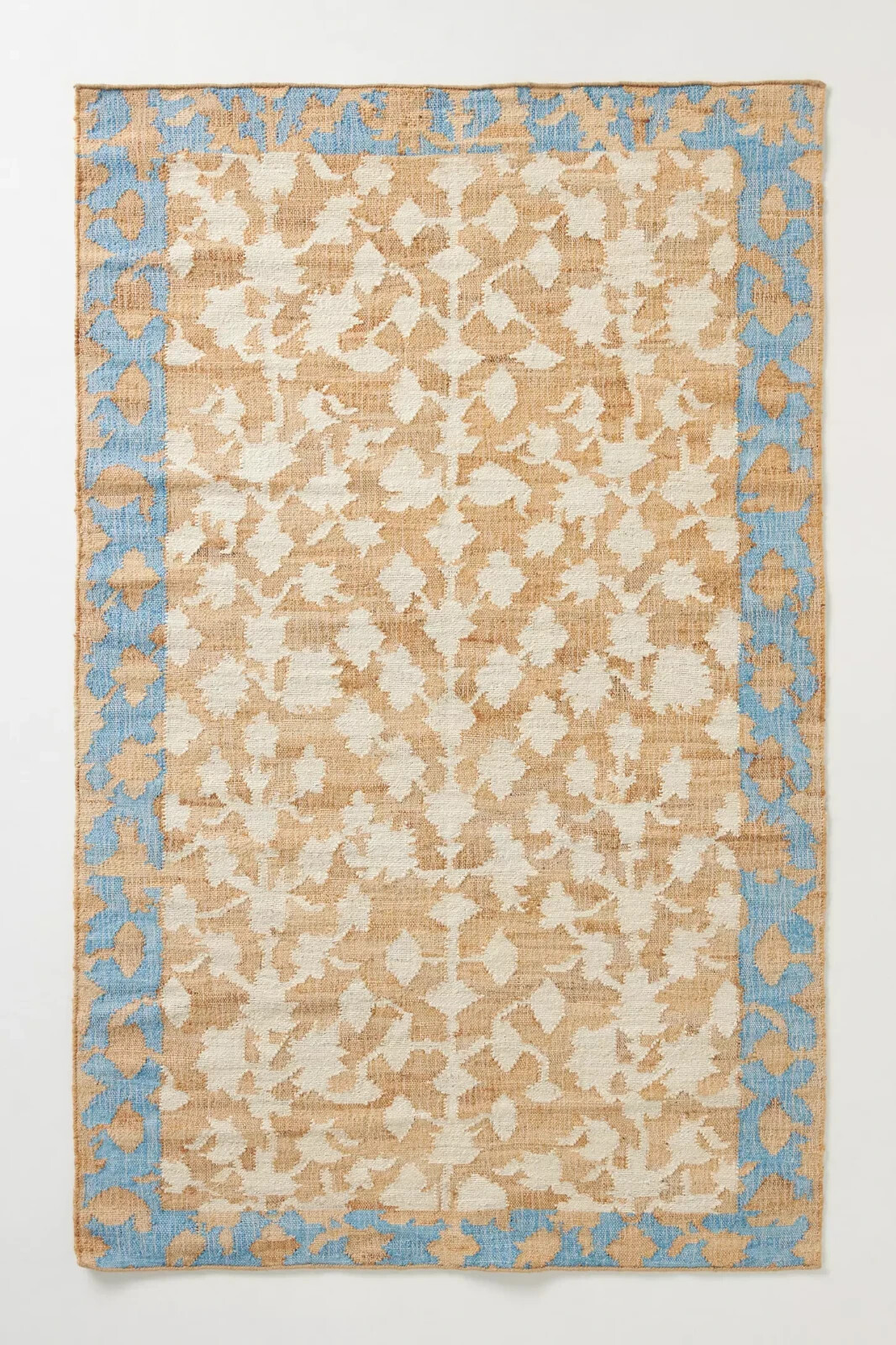 Jute Wool Kilim Rug Dhurrie Handwoven Natural 4×6 ft Turkish Floral Area Rug