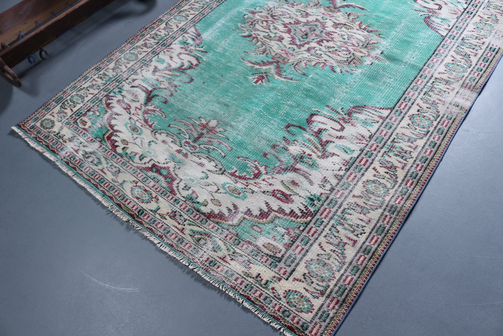 5,2×7,8 ft Large Turkish Rug, Vintage Rug, Blue Red Oriental Wool Rug