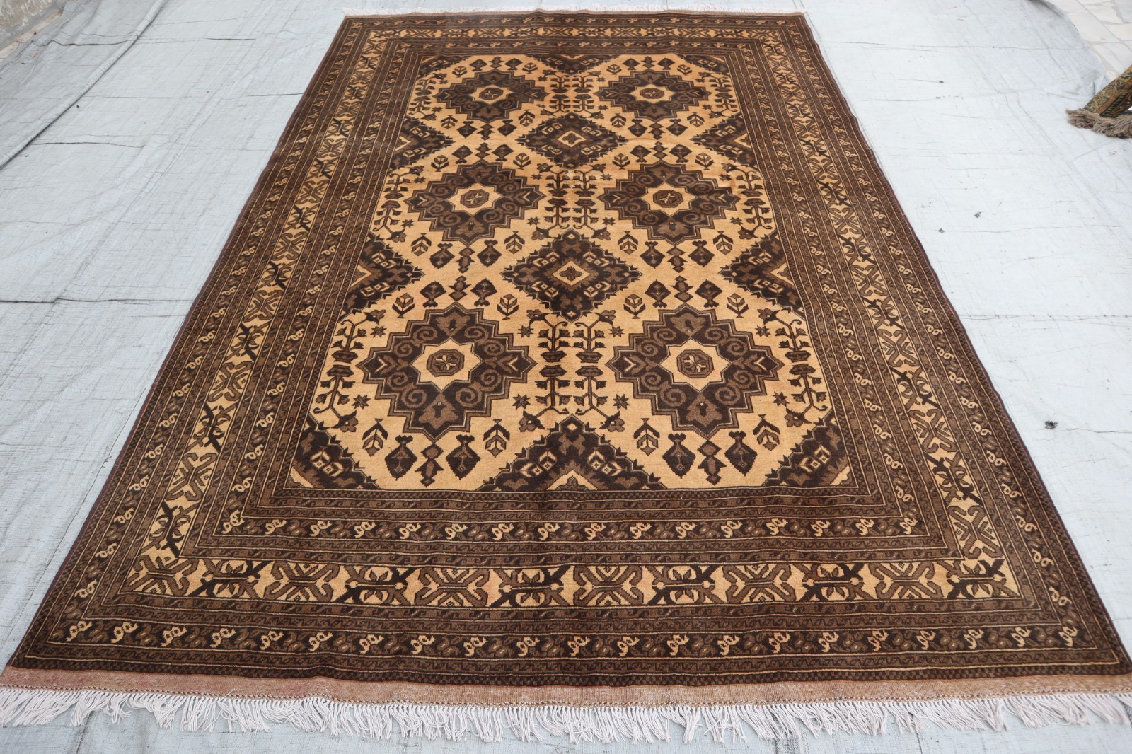 1960s Antique 7×10 Turkman Tribal Handmade 100% Organic Wool Rug / Farmhouse Rug