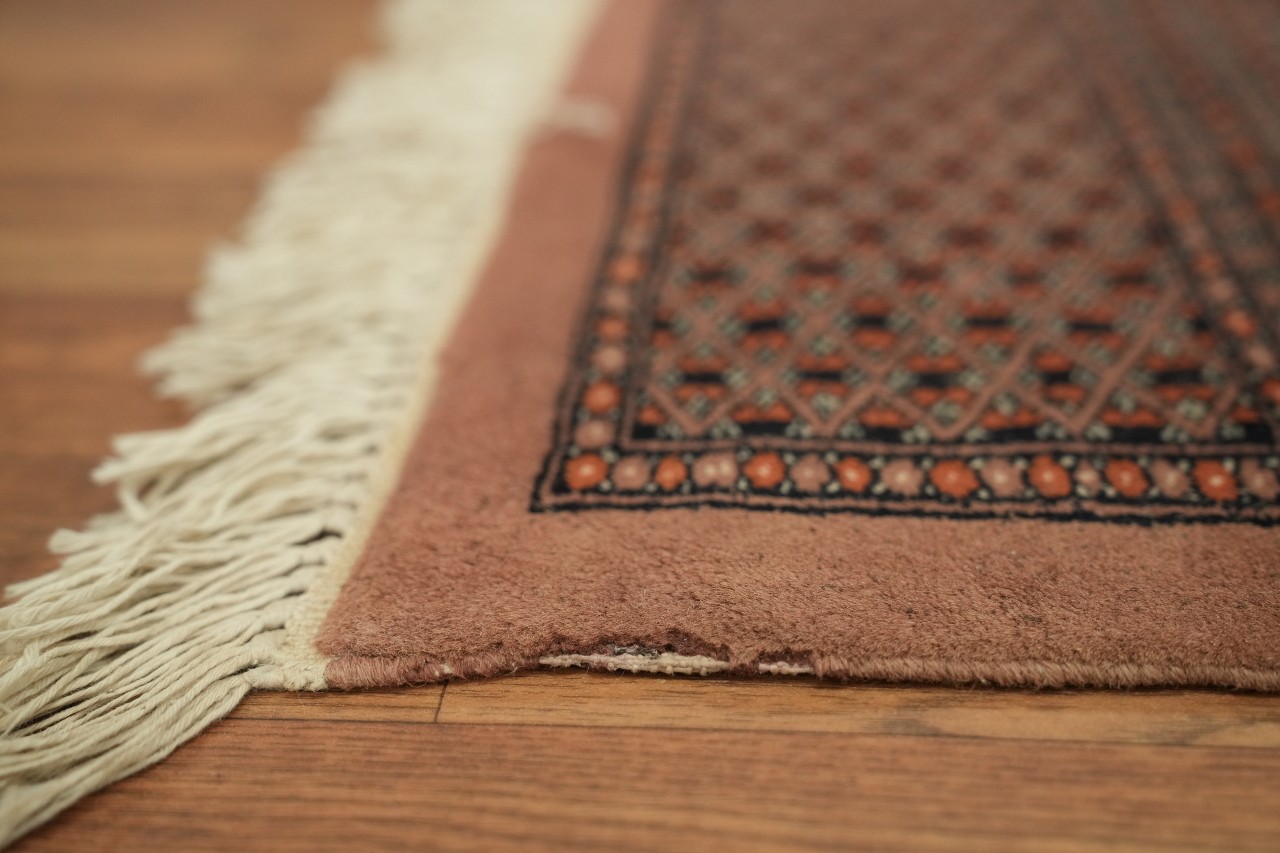 7×10 Elegant Beige & Rust Border Hand-Knotted Wool Traditional Area Rug