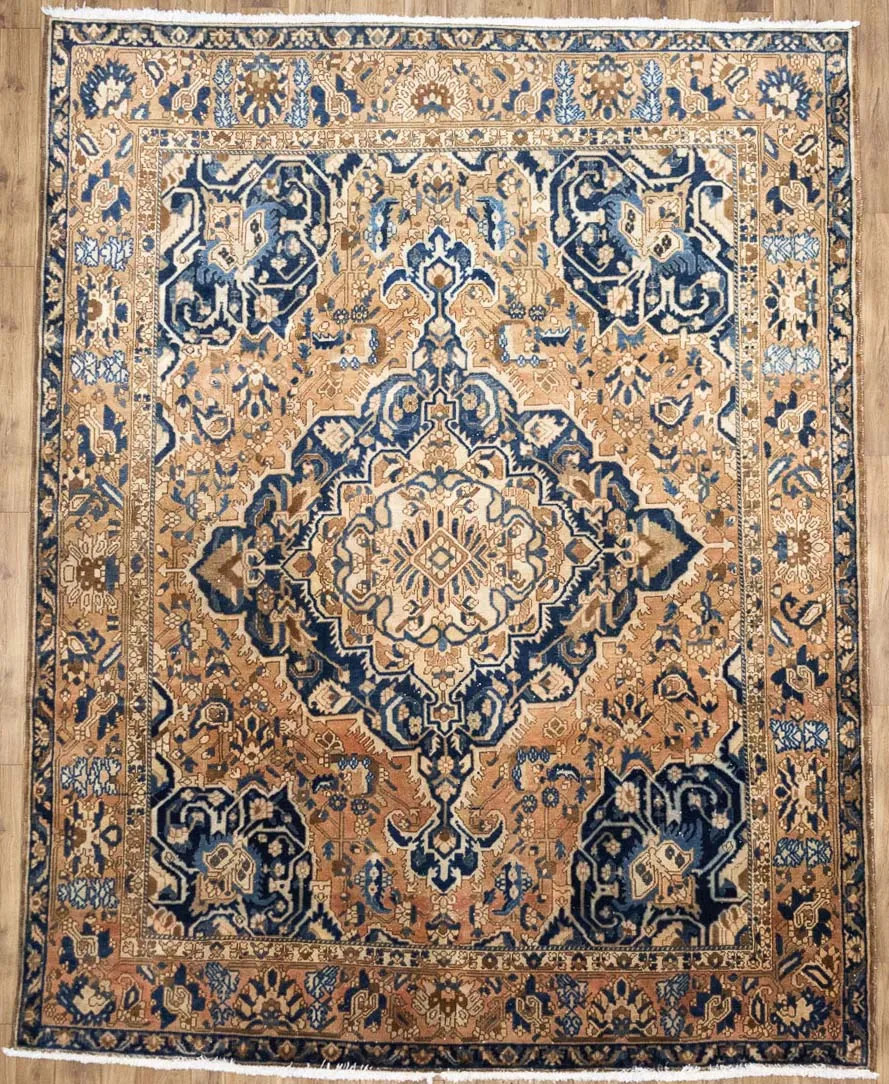 Semi-Antique Floral Oriental Rug Handmade Wool Muted Colors Carpet 10×13 Ft