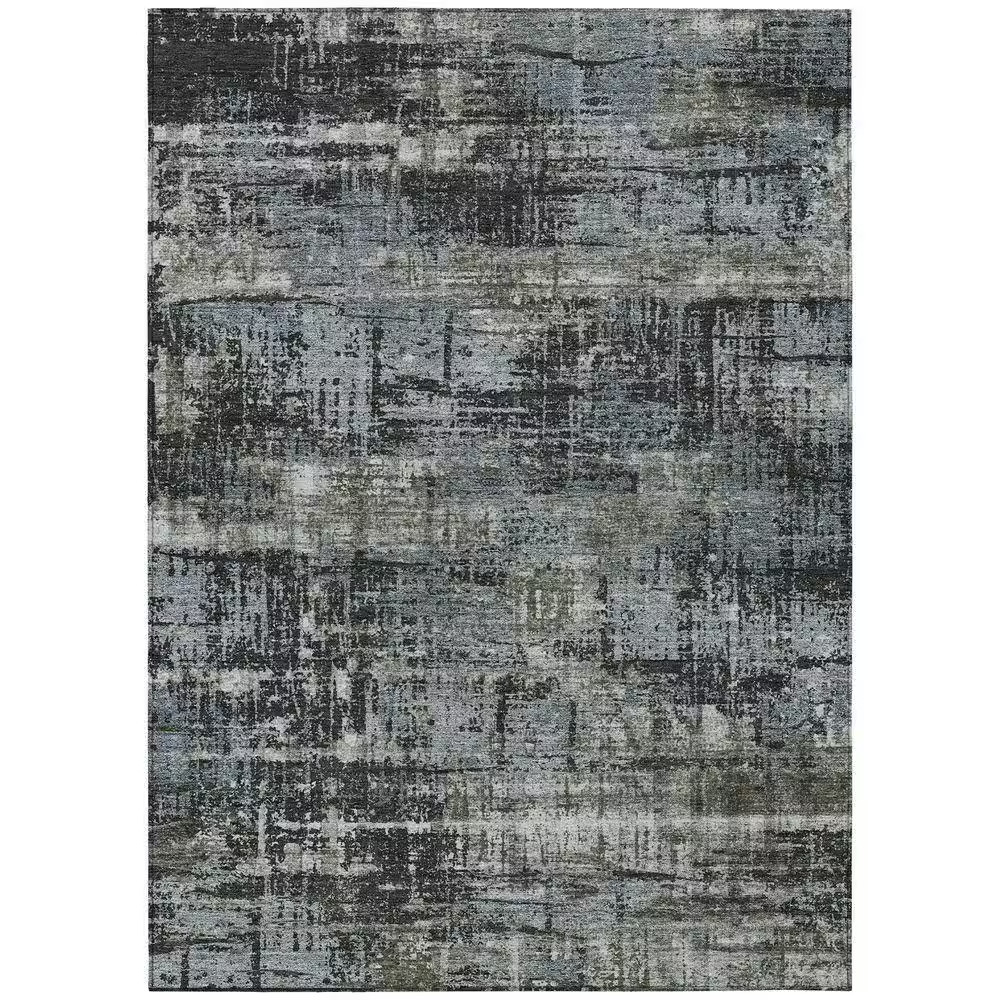Chantille Machine Washable Indoor/Outdoor Abstract ACN1969 Charcoal 8 Ft. X 10 F