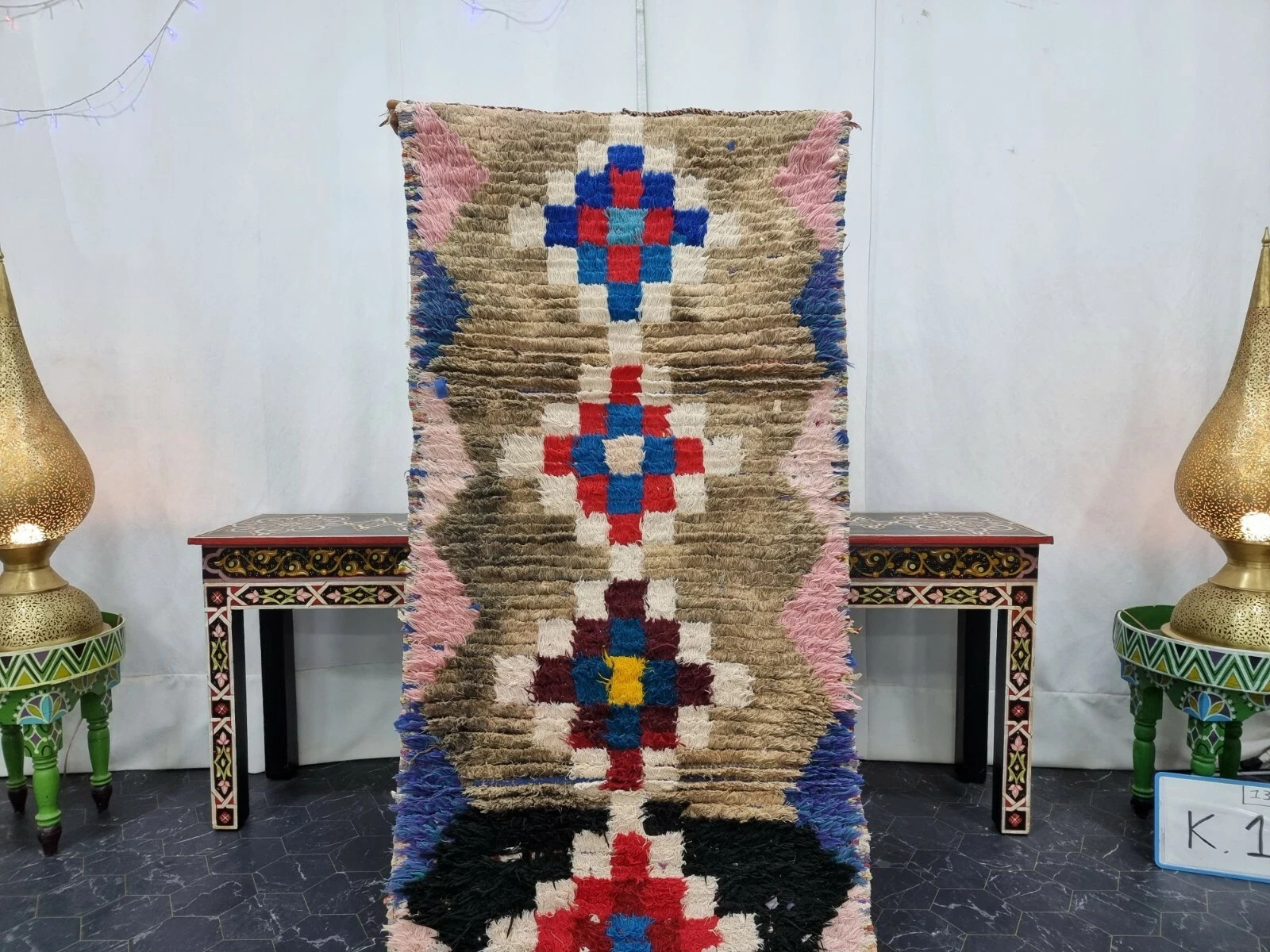 Geometric Moroccan Runner Berber Wool Rug Color Multicolor Design Carpet Rug