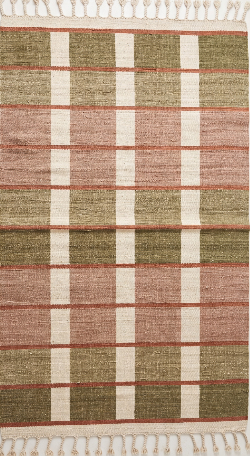 Swedish Vintage Scandinavian Burgundy Brown Striped Minimalist Flat weave Rug