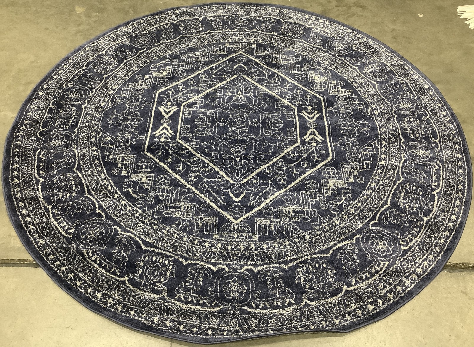 NAVY / IVORY 8′-0″ x 8′-0″ Back Stain Rug, Reduced Price 1172684027 ADR108N-8R