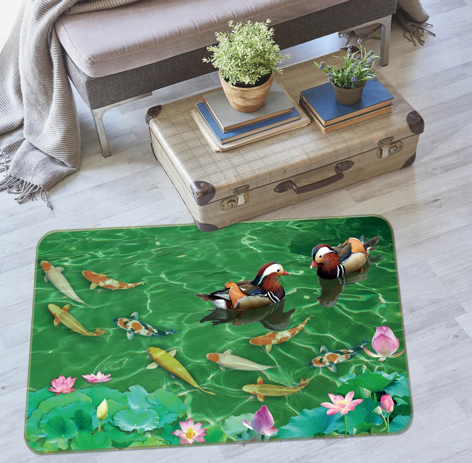 3D Mandarin Duck ZHUA3266 Game Non Slip Rug Mat Photo Carpet Zoe