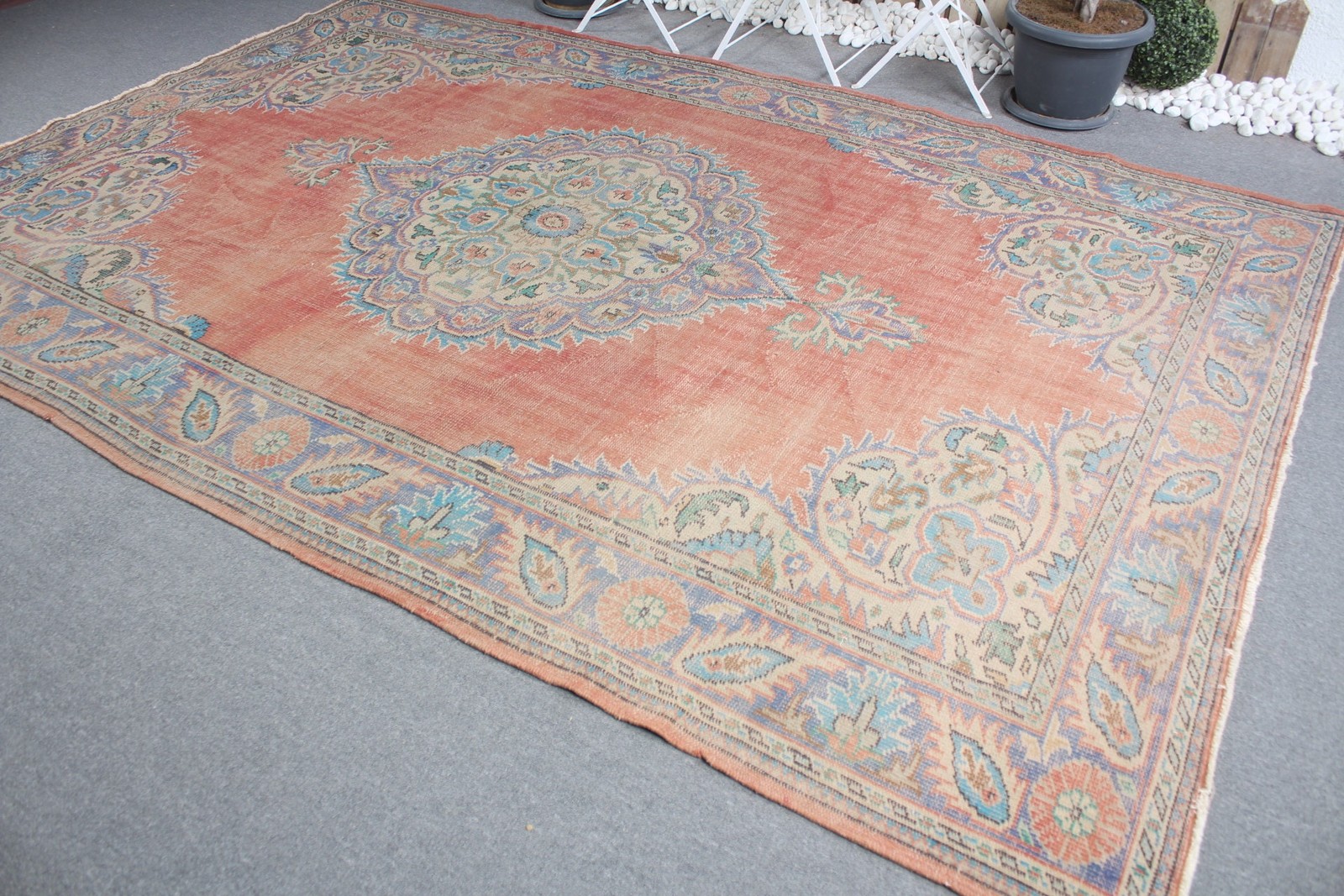 Turkish Rug, Oversize 7,2×11 ft Rug, Red Oriental Rug