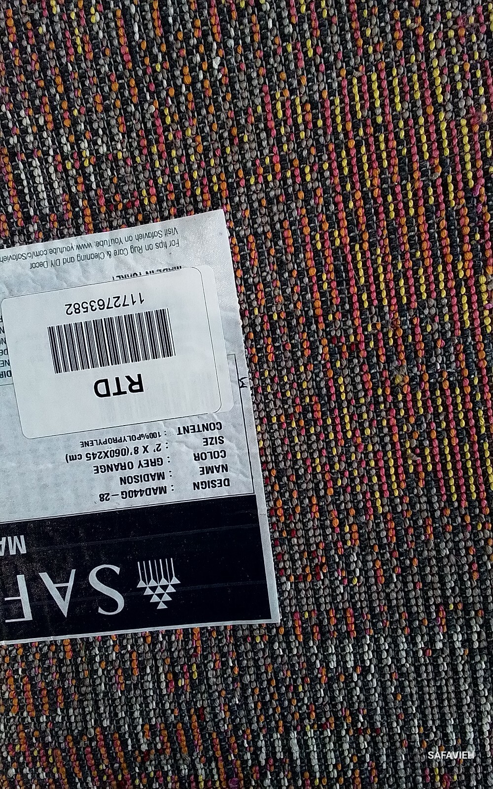 GREY / ORANGE 2′-0″ x 8′-0″ Back Stain Rug, Reduced Price 1172763582 MAD440G-28