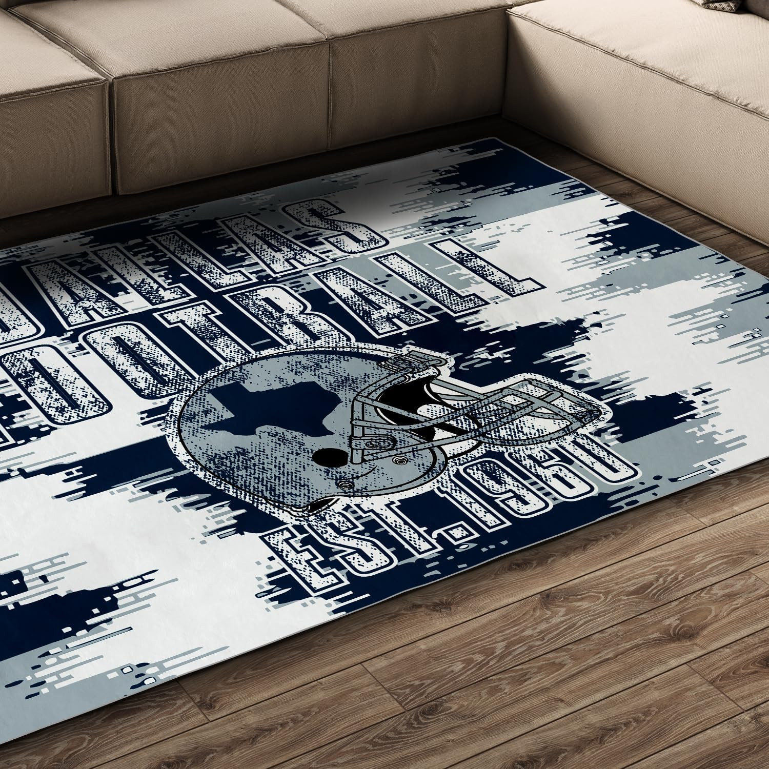 Dallas Football Area Rug – Machine Washable, Non-Slip, 5×7 for Man Cave