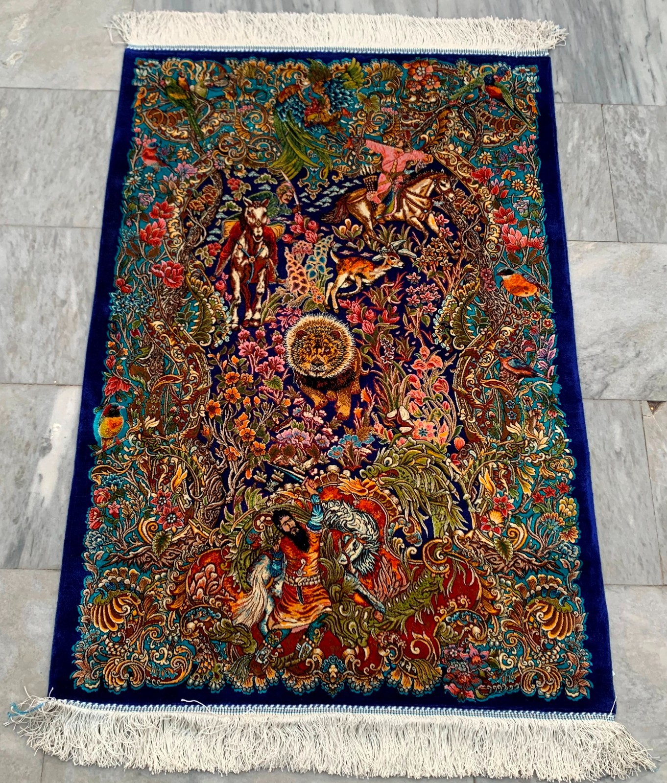 2x3ft Luxury Silky Turkish Rugs Tribal Wall Hanging Rug Floral Silk Tapestry Rug