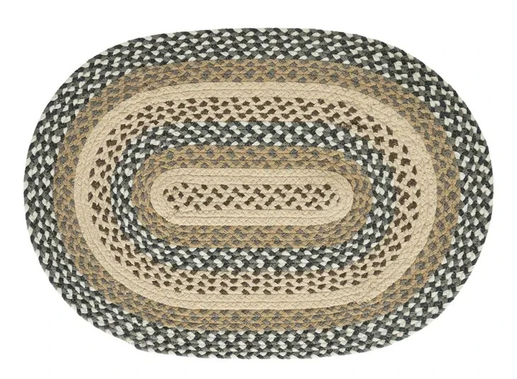 Harbor Braided Area Rug By IHF Rugs. 5′ x 8′ Oval Rug. Black, Tan, Cream