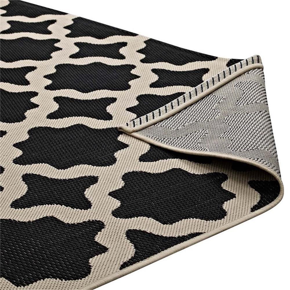 Modway Cerelia 63×90.5″ Moroccan Trellis Polypropylene Area Rug in Black/Beige