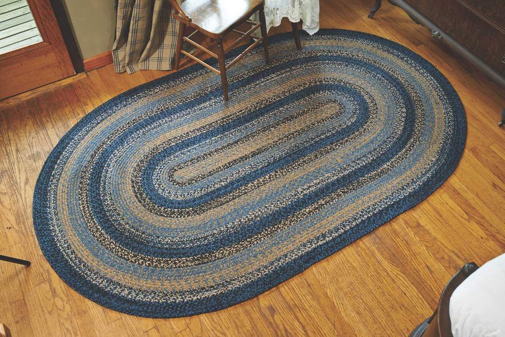 River Shale Braided Area Rug By IHF Rugs. Oval & Rectangle. Many Sizes. Blue/Tan