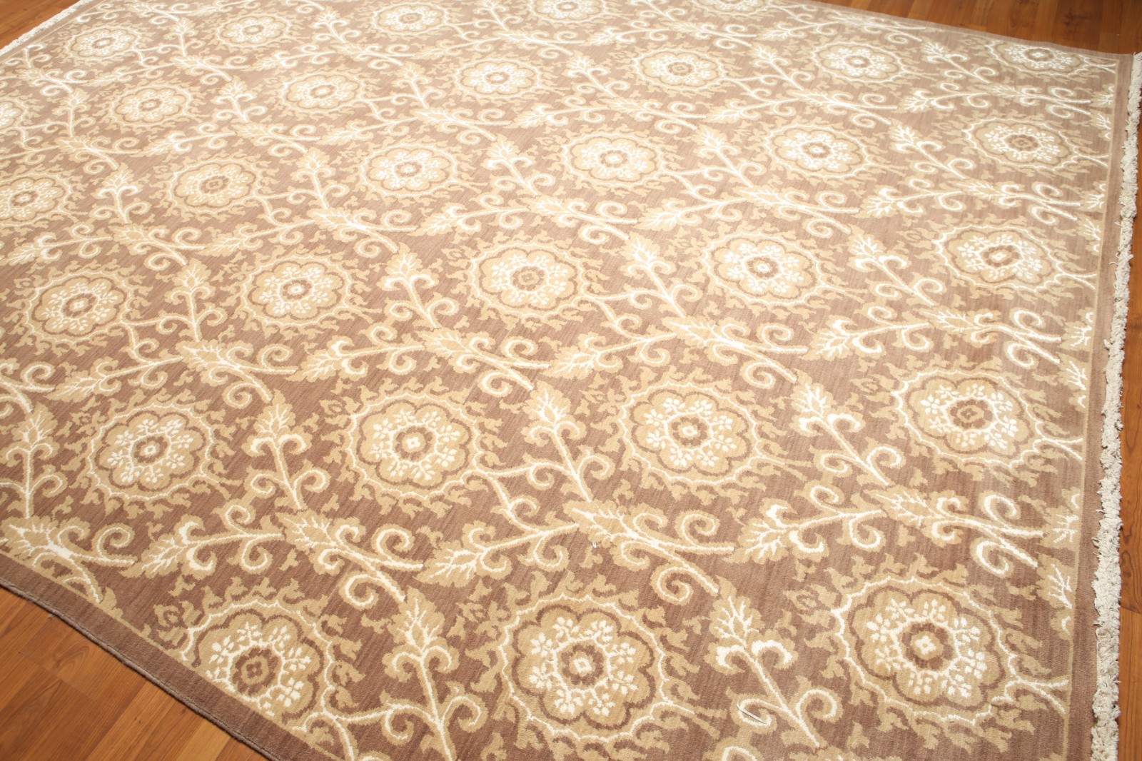 9×12 hand knotted Wool Damask Pattern Oriental Area Rug full pile Brown
