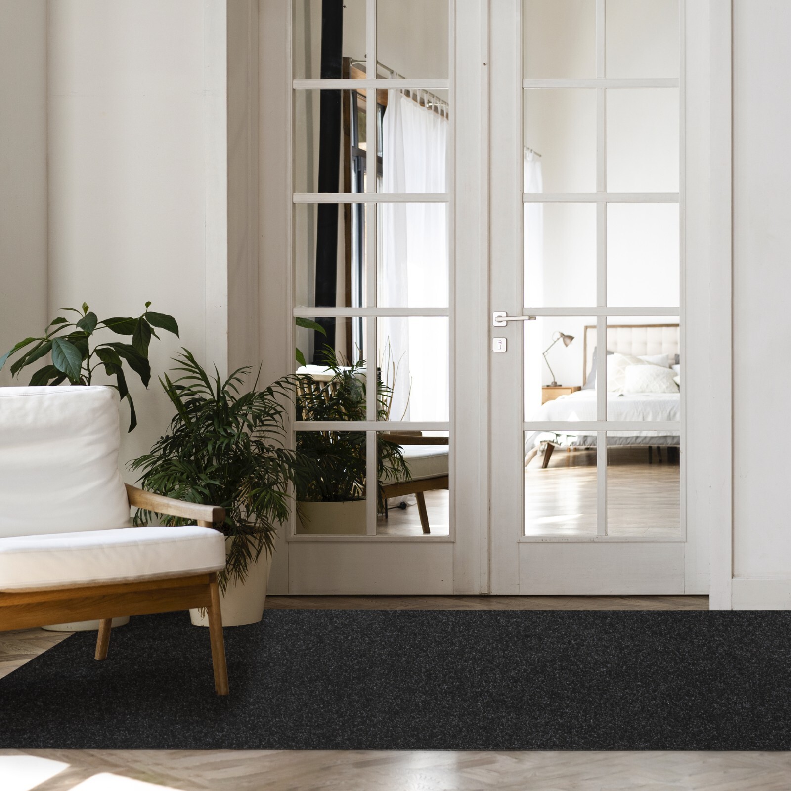 Area Rugs for Living Room or Bedroom, Black Carpet Runner Rug Indoor Mat