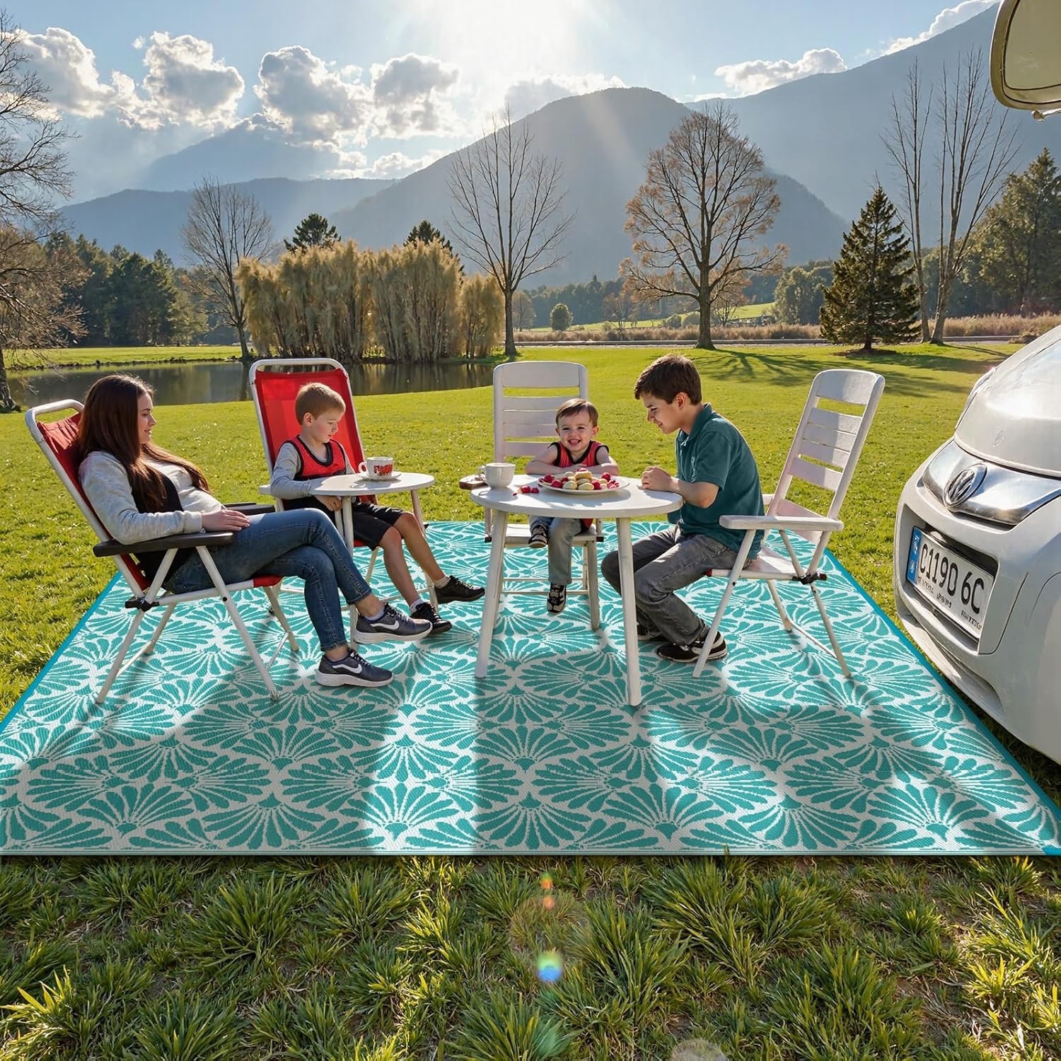 Outdoor Plastic Straw Rugs 8×10 Waterproof Patio Camping Picnic Porch Carpet Mat