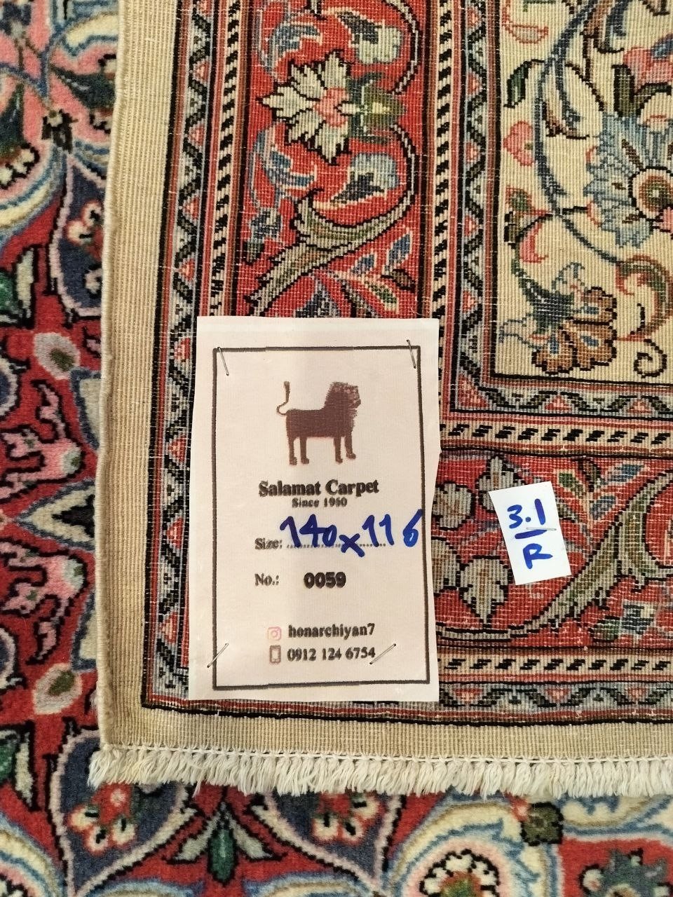 4′ X 5′ Hand-Knotted 100% Wool Pile sarouk Area Rug with nice light color