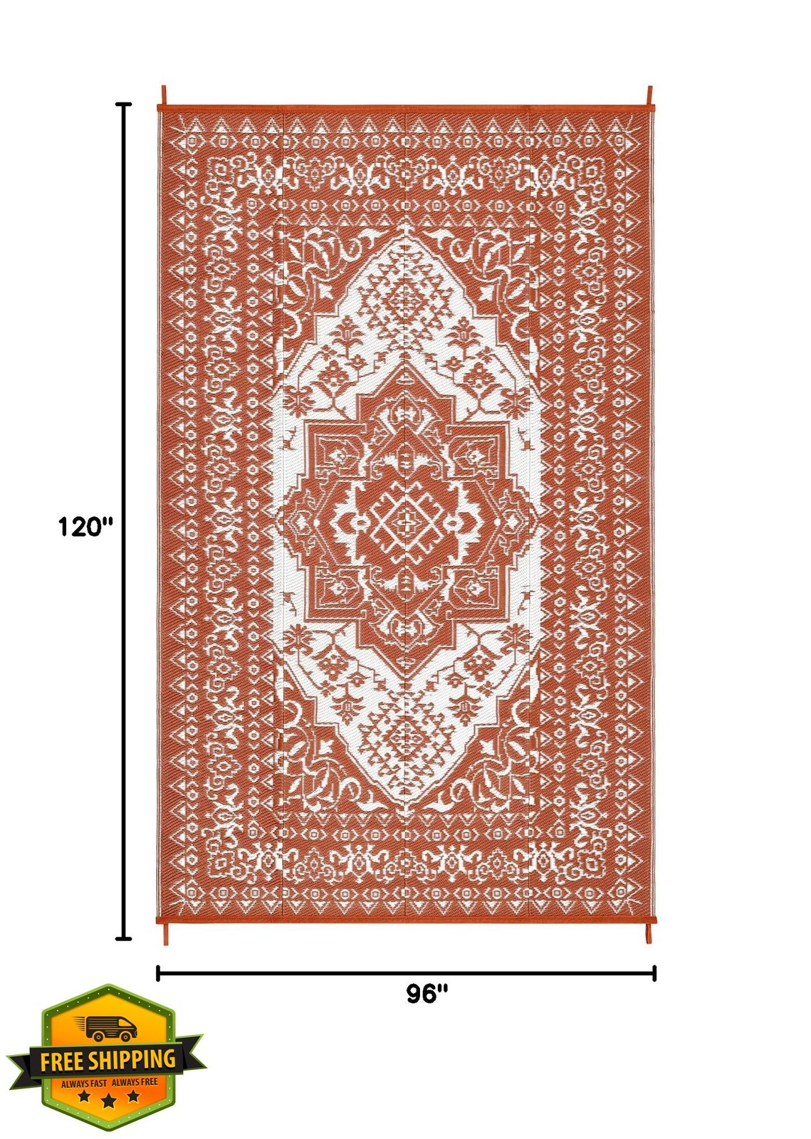LUXLOOM Boho 8×10 Orange Straw Rug Reversible