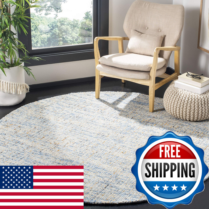 Safavieh Abstract Collection 4 Round Dark Blue/Rust Abt468C Handmade Premium