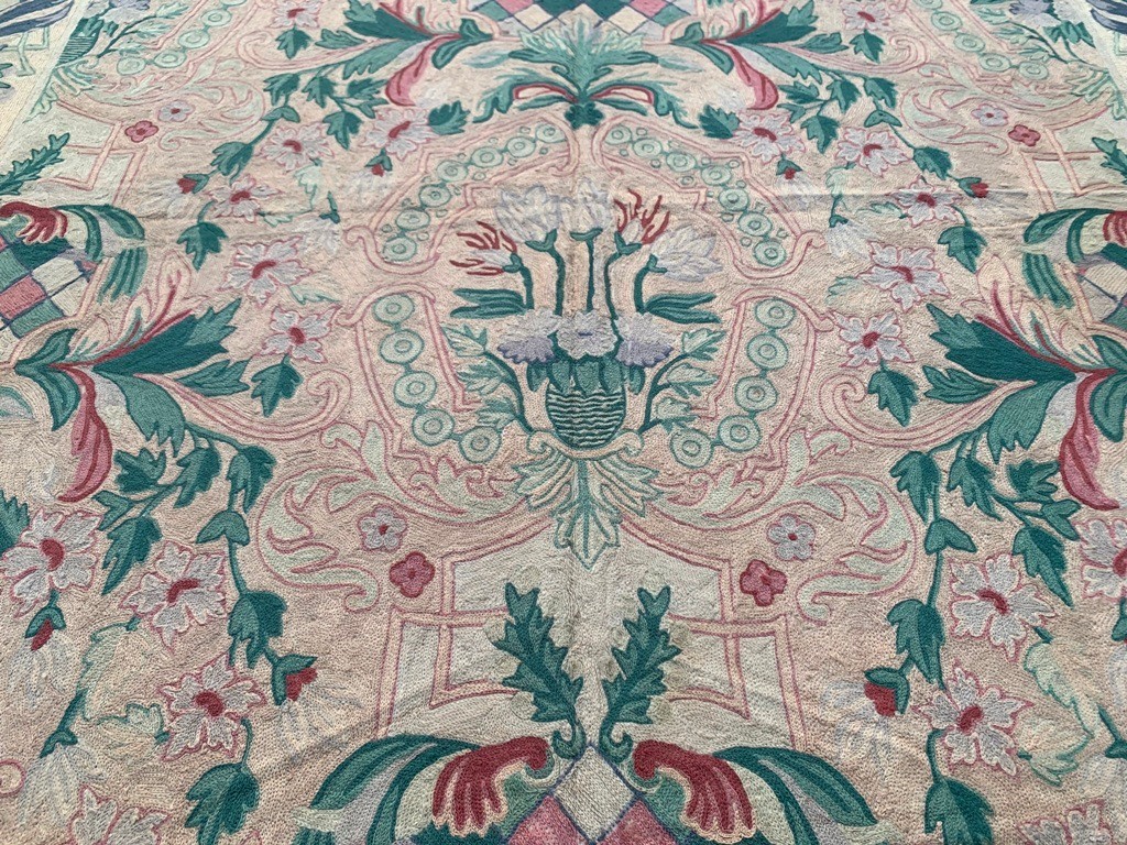 Vintage French Style Aubusson Rug Needlepoint Handmade Rug 6×9 ft Free Ship