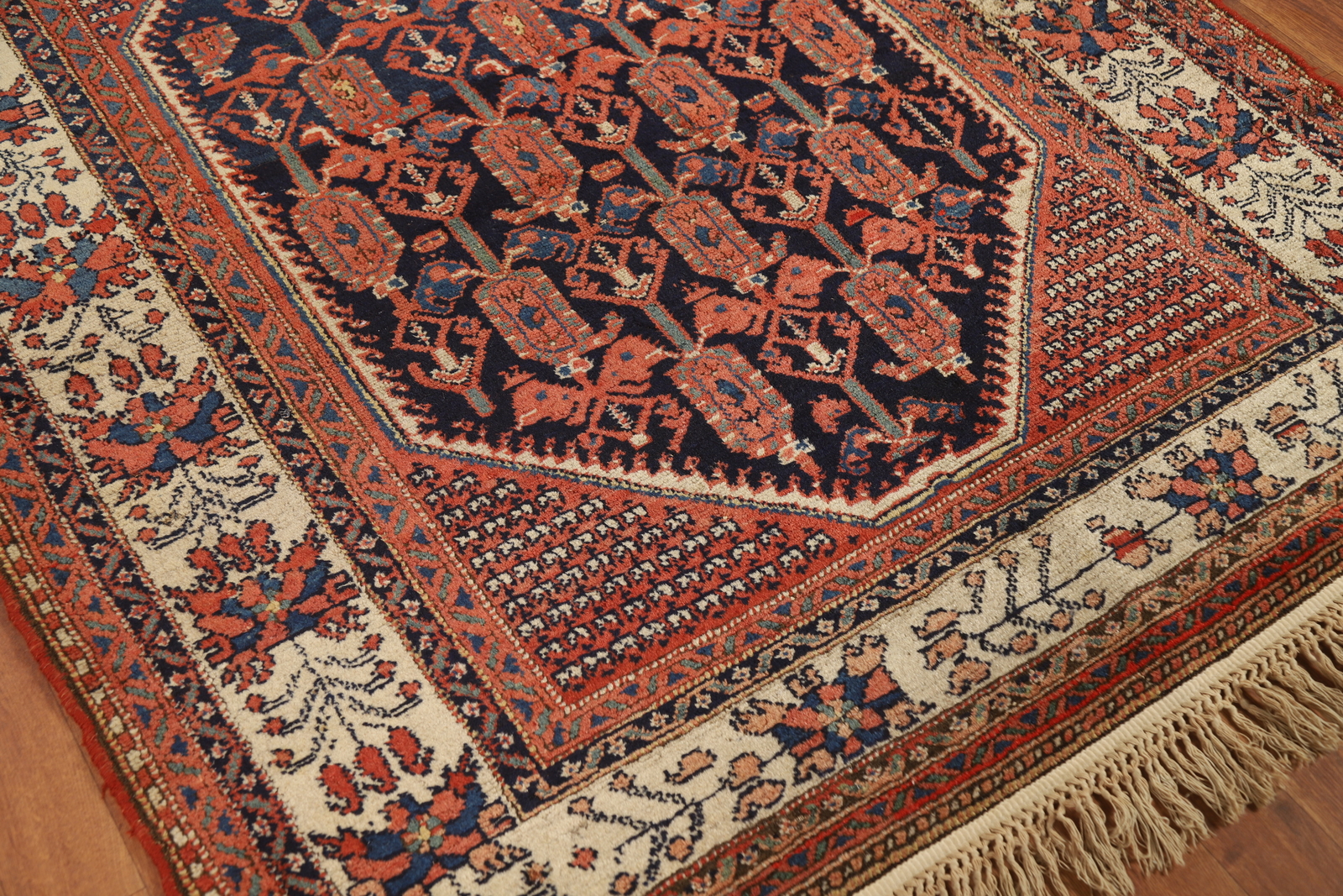 Vegetable Dye Antique Malayer Navy Blue Wool Hand-knotted Traditional Rug 5×6