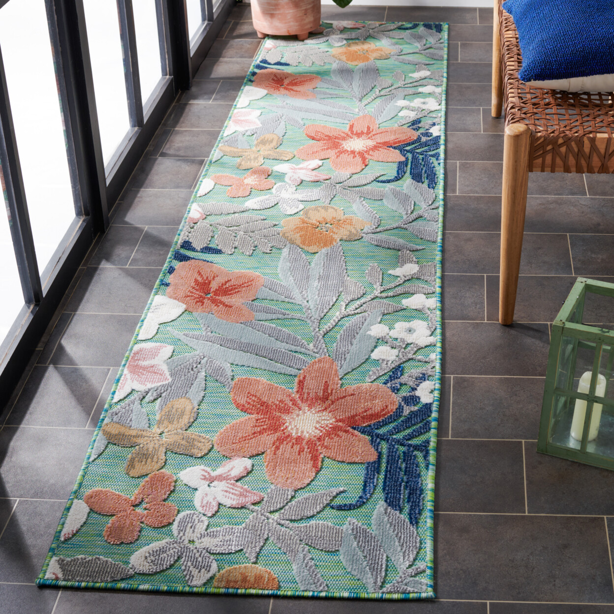 SAFAVIEH Outdoor CBN454Y Cabana Collection Green / Rust Rug