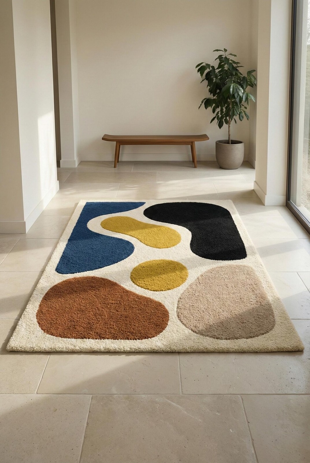 Handmade Tufted Wool Area Rug, Modern Abstract Geometric Home Decor Carpet
