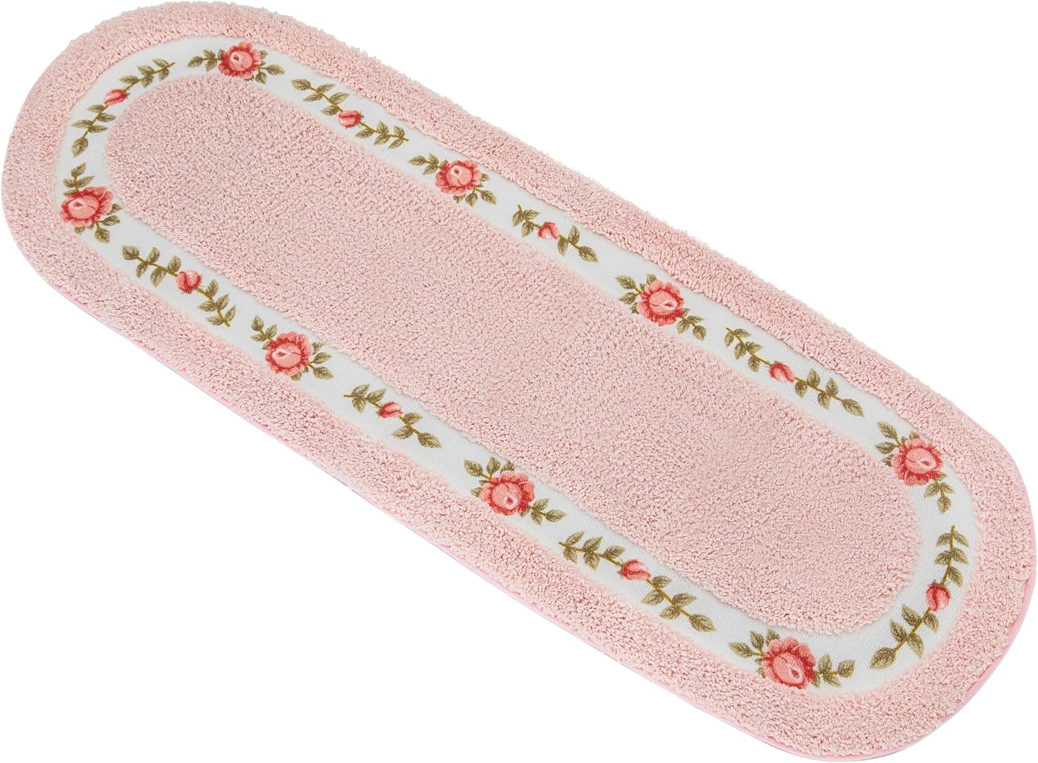 Pink Floral Rose Non Slip Area Rug 17.71 x 49.21 Inch Coquette Romantic Decor