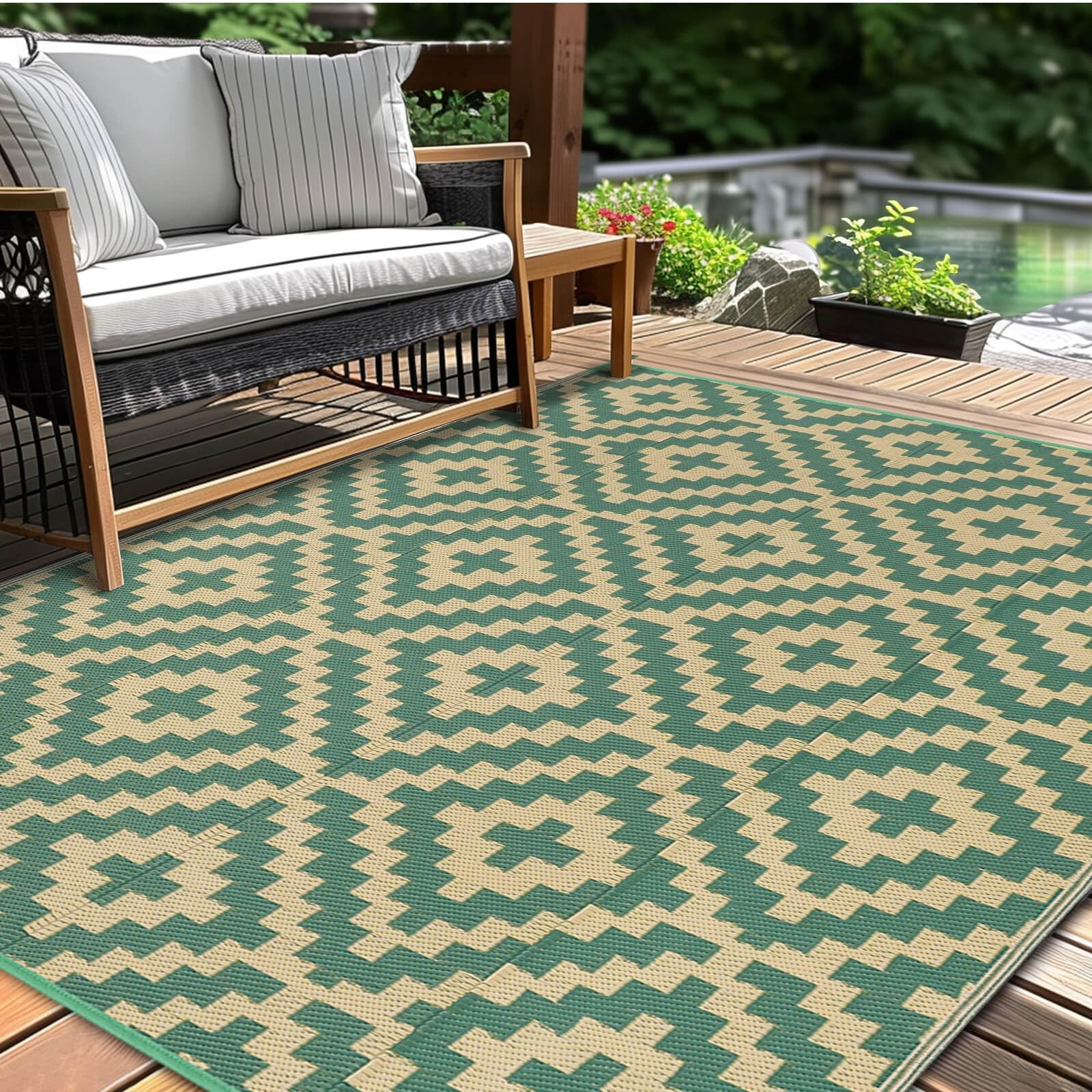 Best Outdoor Rugs Patio Camping Waterproof – 4×6 Plastic Straw Rug Portable for