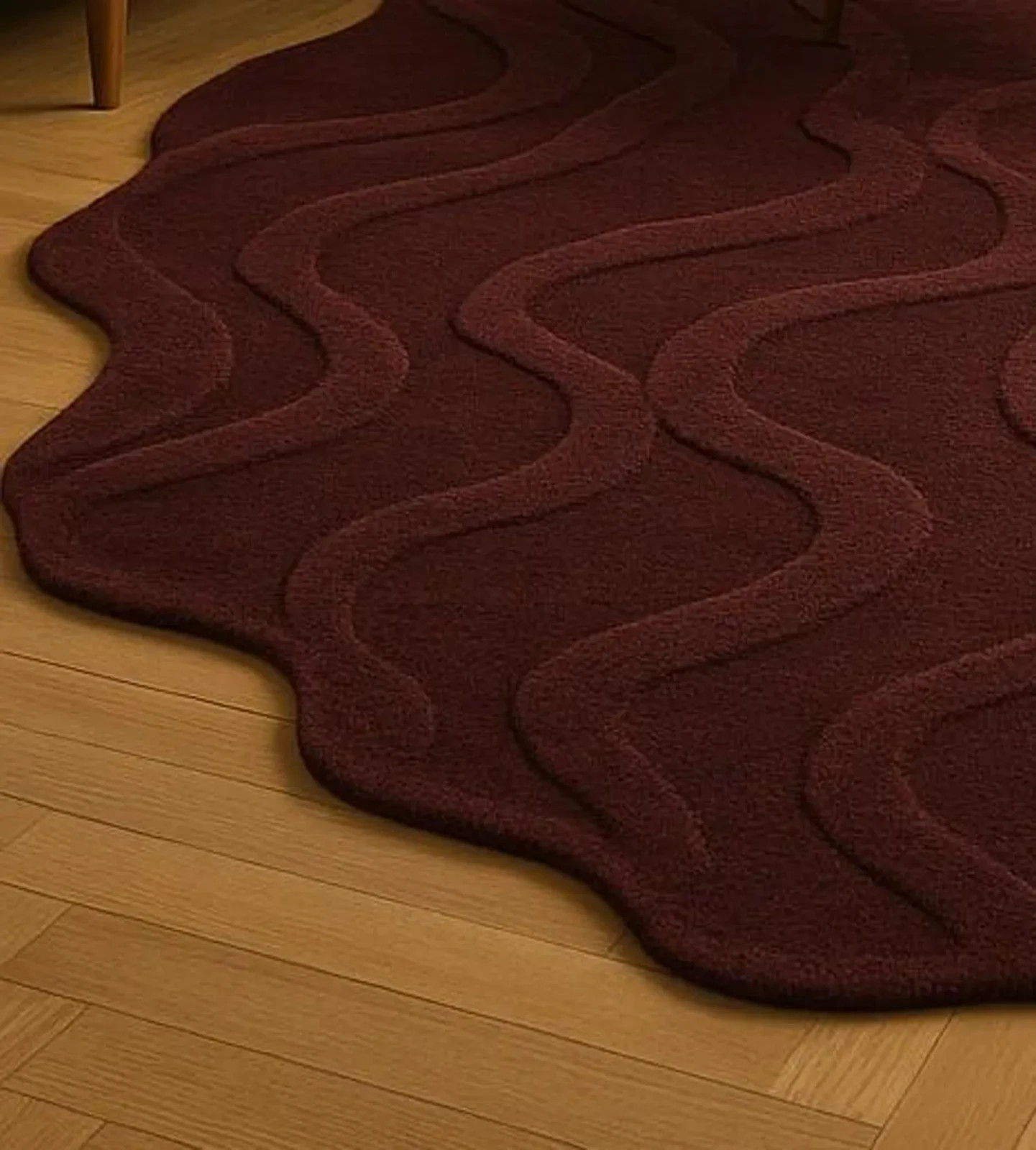New Design Color Burgundy Hand Tufted Nz Wool Rug Handmade Luxury Carpet Rug