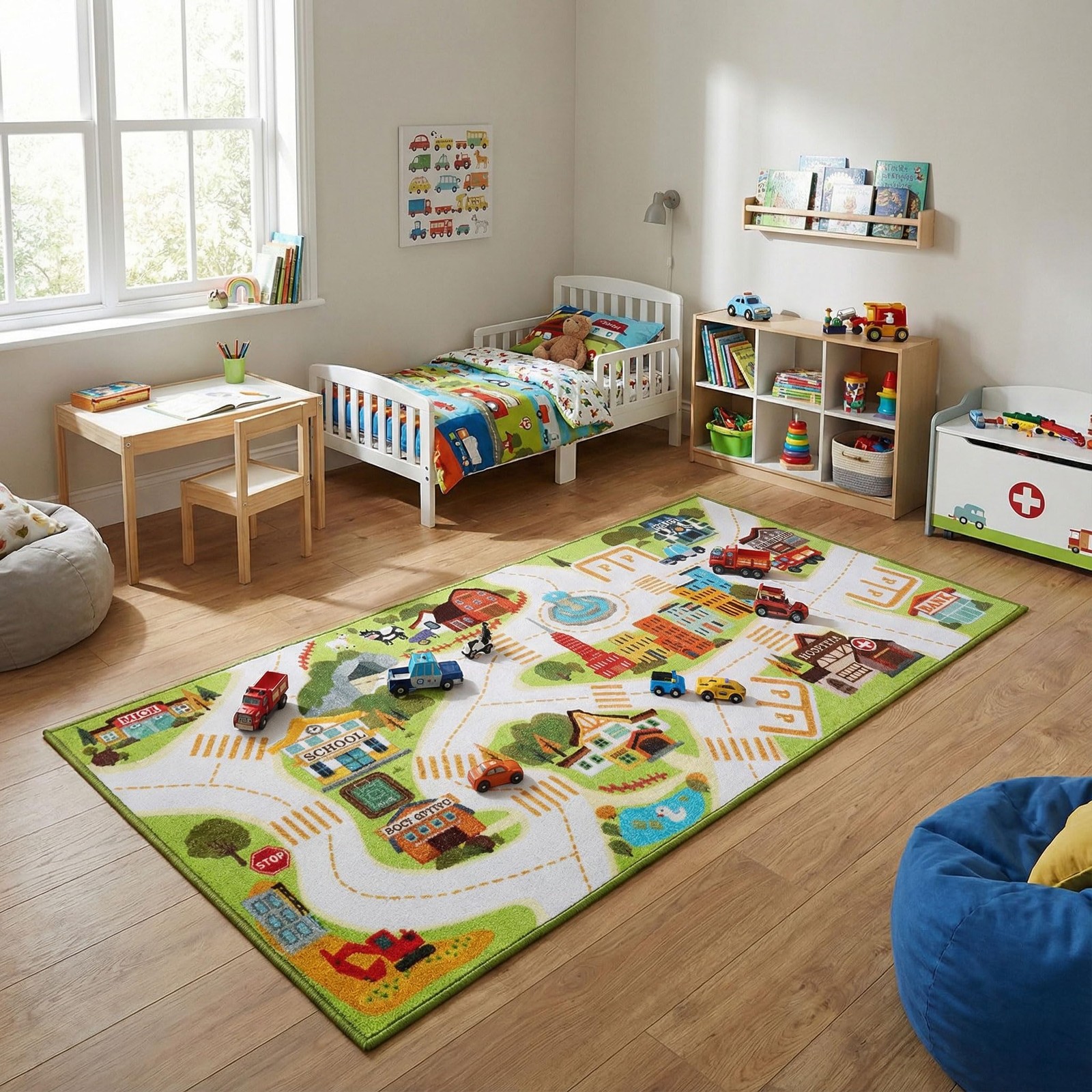 Kids City Road Play Rug with Storage Bag, Large 55 x 26 Inches Activity Play …