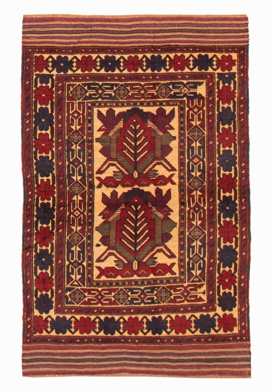 Vintage Hand-Knotted Area Rug 3’9″ x 6’1″ Traditional Oriental Wool Carpet