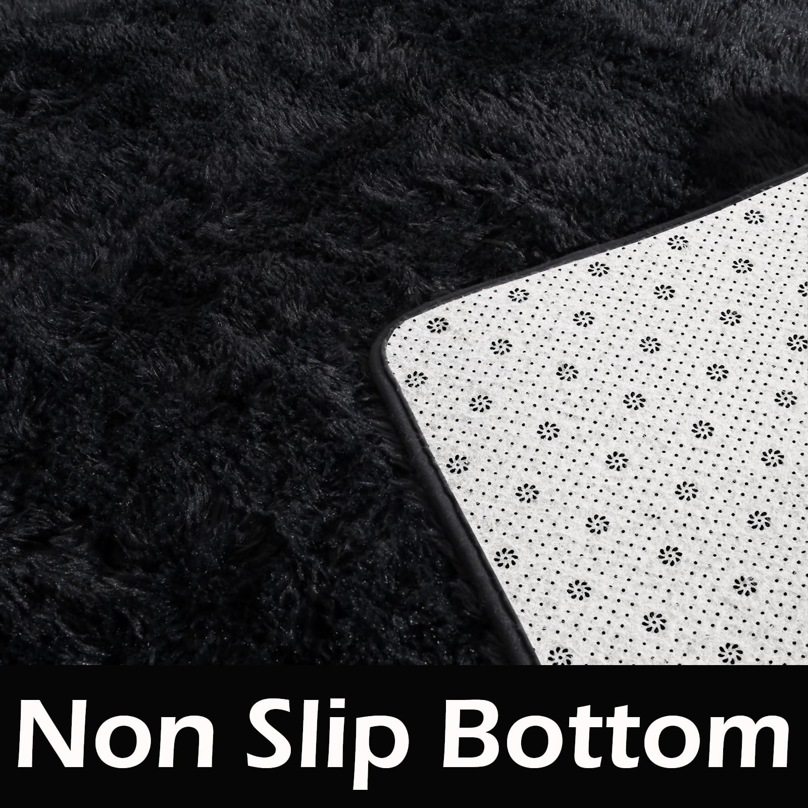 Black Rug for Bedroom 4×6 Furry Carpet for Boys Girls Shaggy Fuzzy Rugs for L…