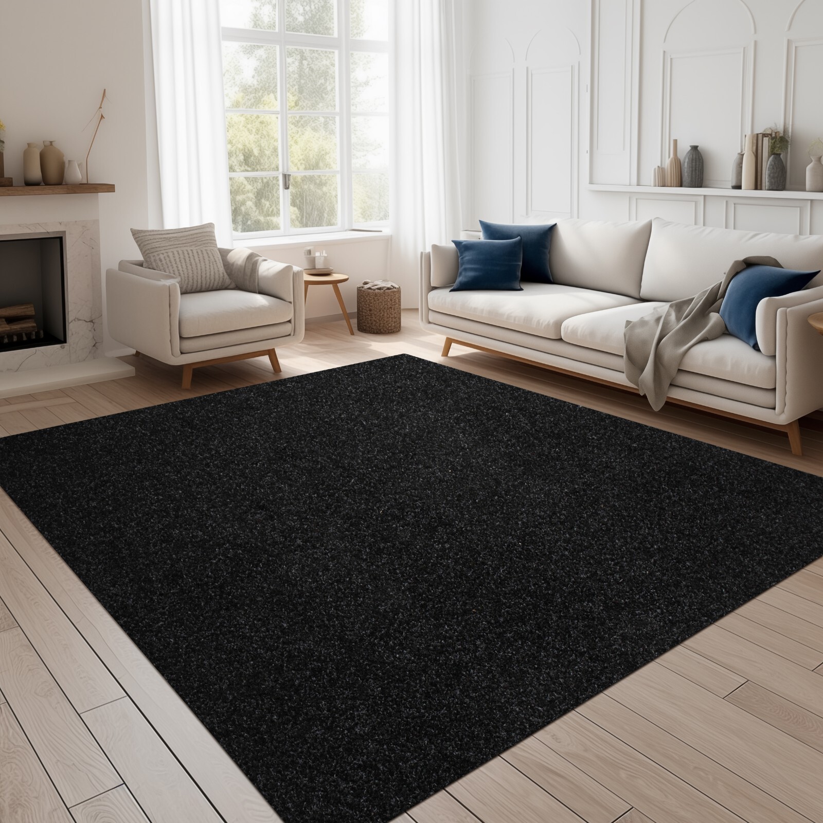Area Rugs for Living Room or Bedroom, Black Carpet Runner Rug Indoor Mat
