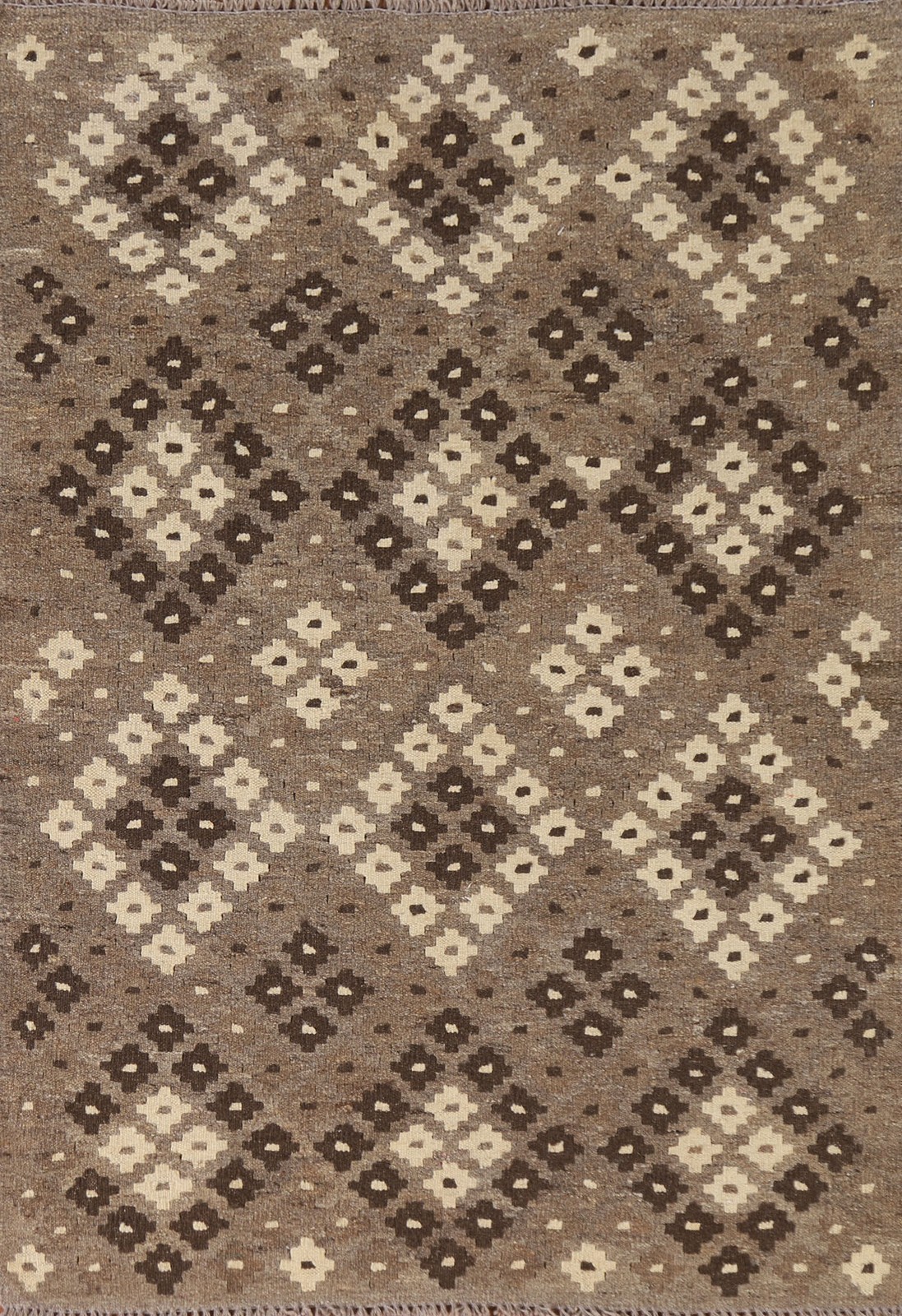Brown Kilim Oriental Accent Rug 3×5 Hand-woven Geometric Southwestern Carpet