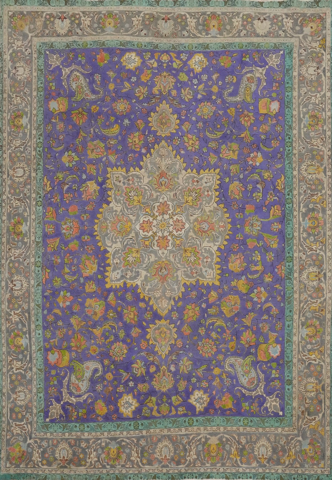 Purple Wool Medallion Living Room Area Rug 10×13 Over-Dyed Traditional Carpet