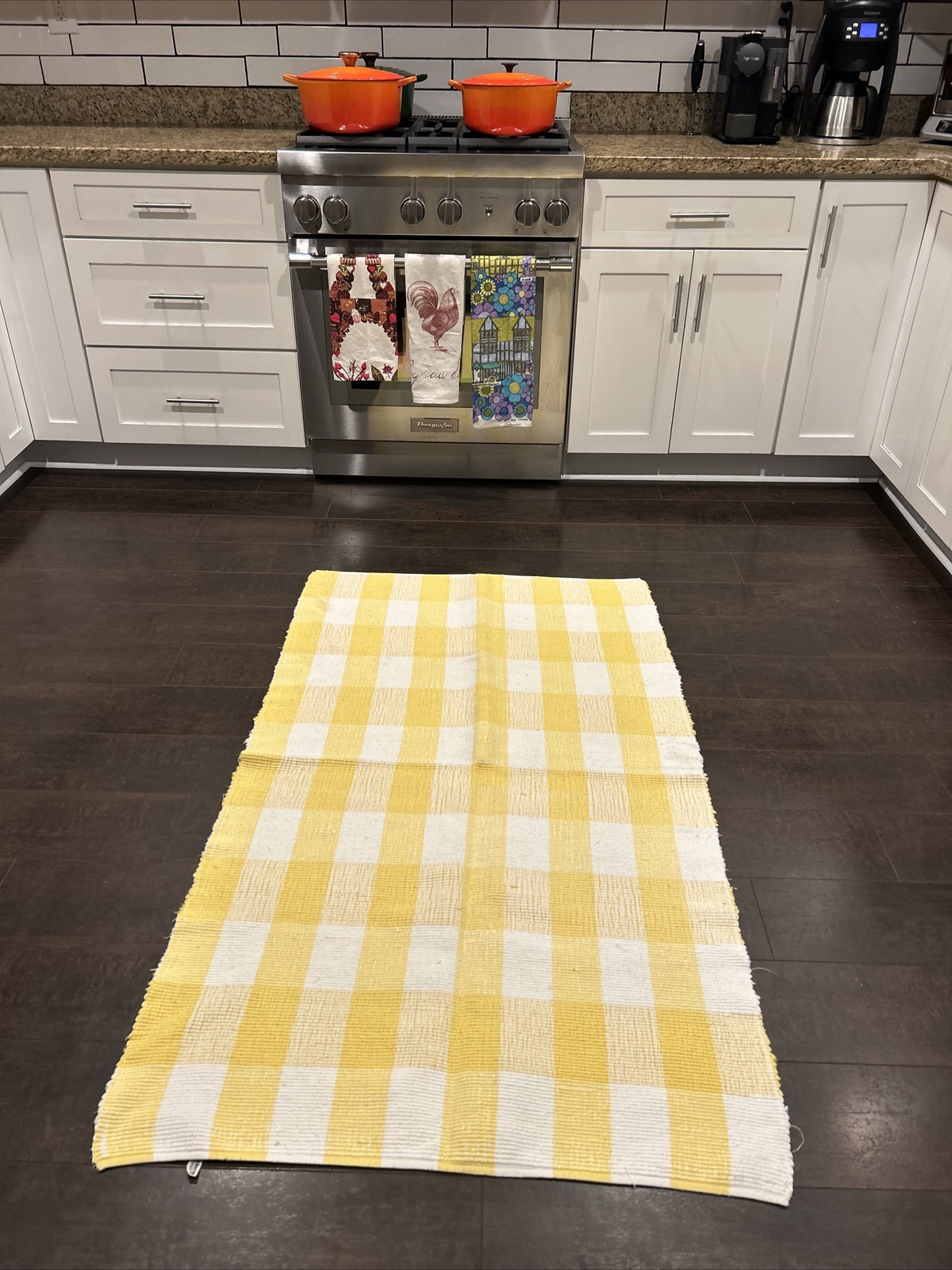 Crate and Barrel plaid farmhouse Yellow White 60 x 34