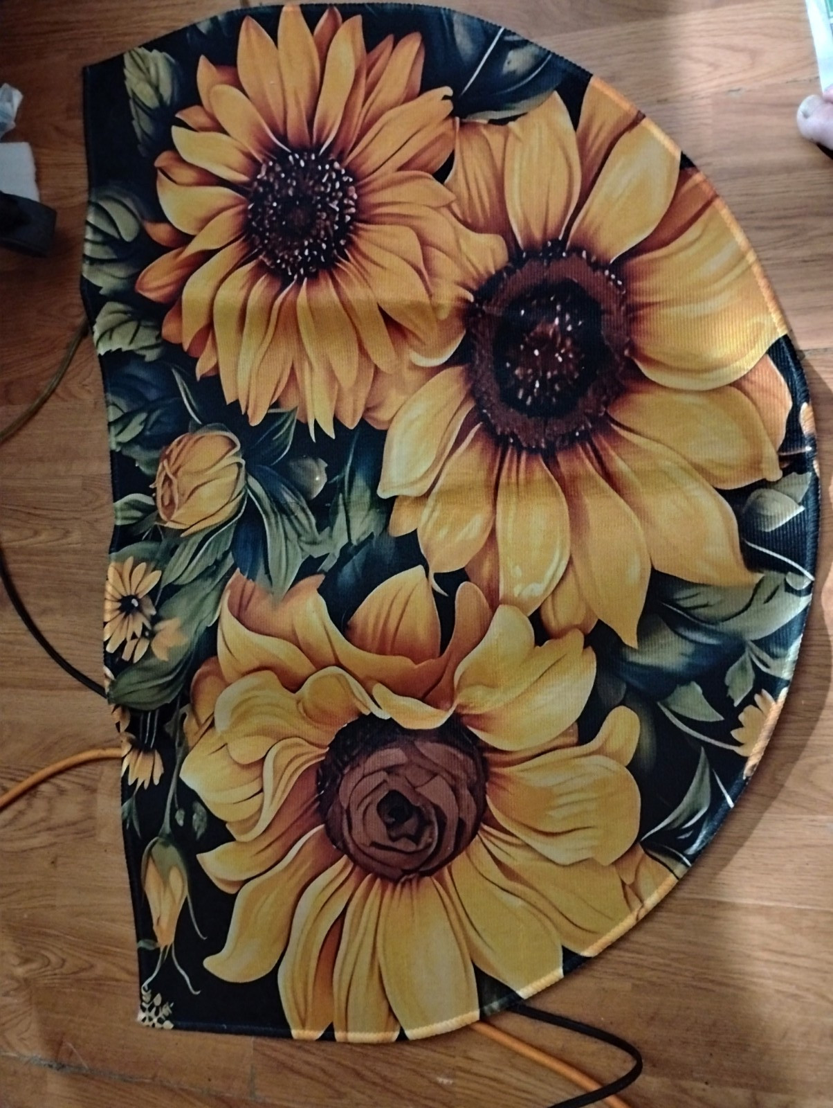 Half-Round Sunflower Floral Area Rug Multicolor Reversible 24 x 36 in