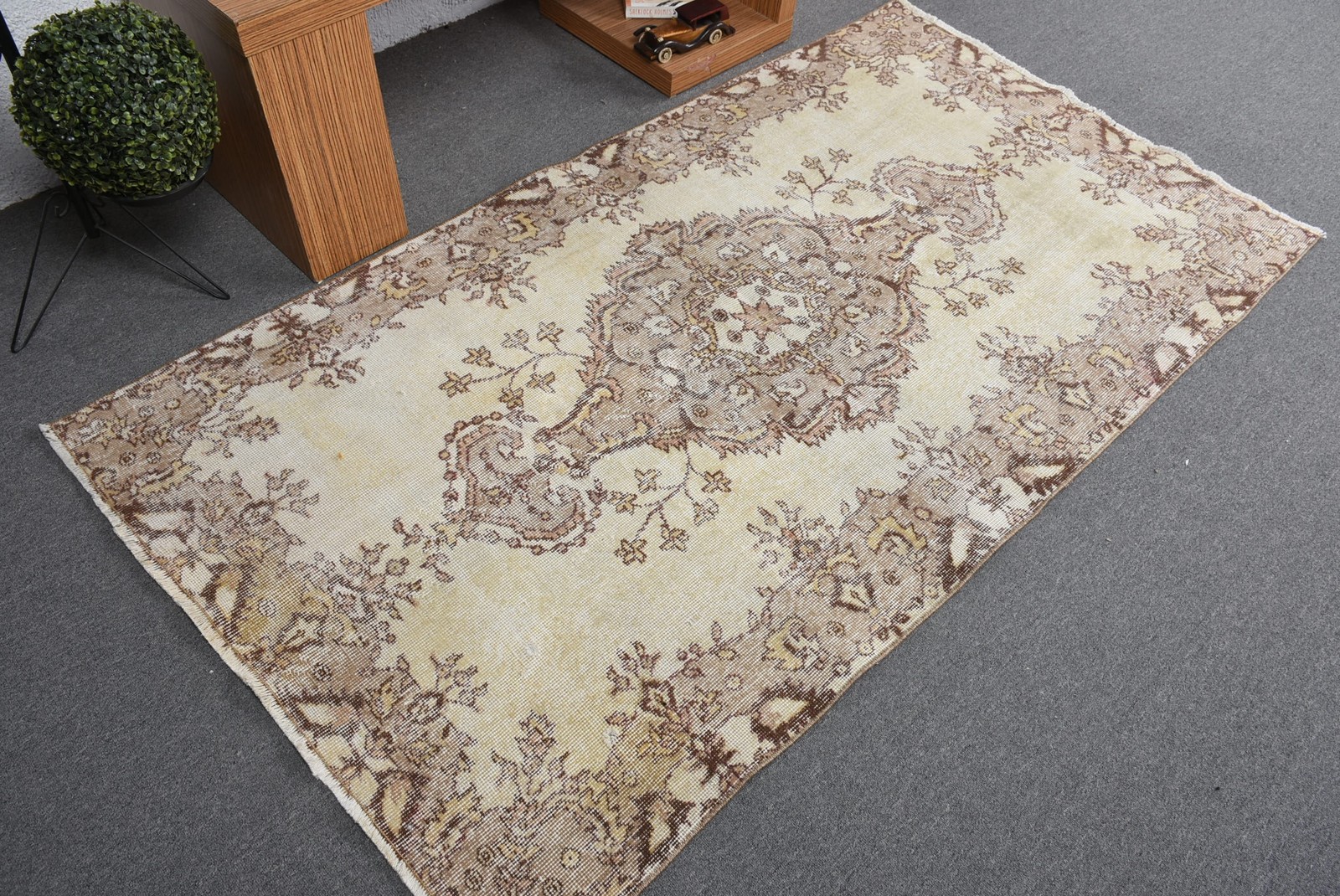 Turkish 3,7×6,7 ft Rug, Vintage Area Rug, Brown Southwestern Rug