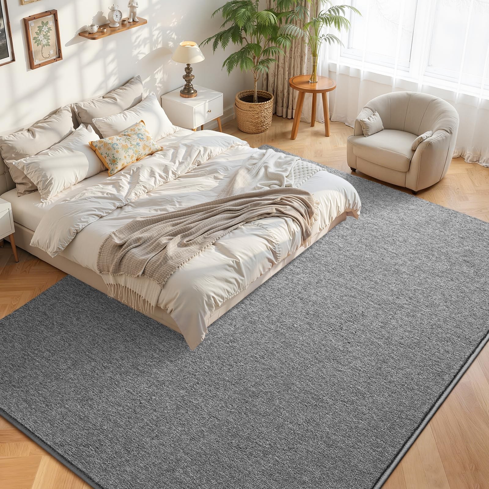 Modern Area Rugs for Bedroom Living Room, Large 7×10 Grey Rug for Kids Boys G…