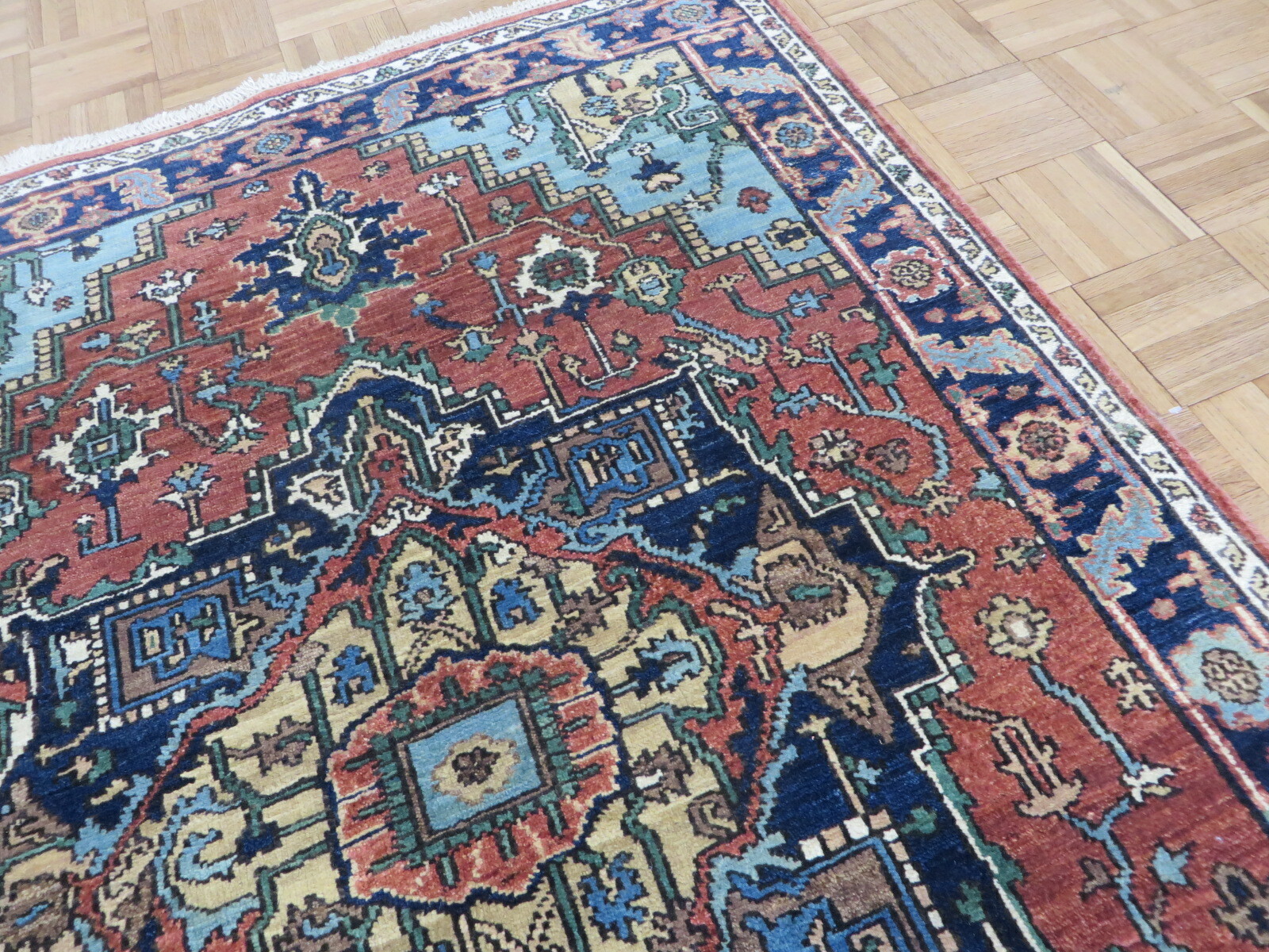 4 x 5’10 Hand Knotted Rust Orange Antiqued Serapi Heriz Fine Oriental Rug G12141