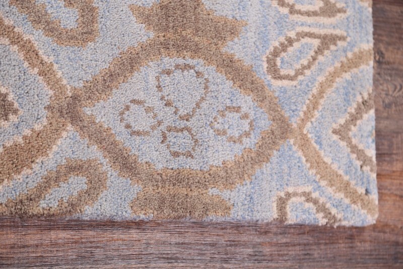 All-Over Light Blue Moroccan Oushak Oriental 10 ft Runner Handmade 3×10 Wool Rug