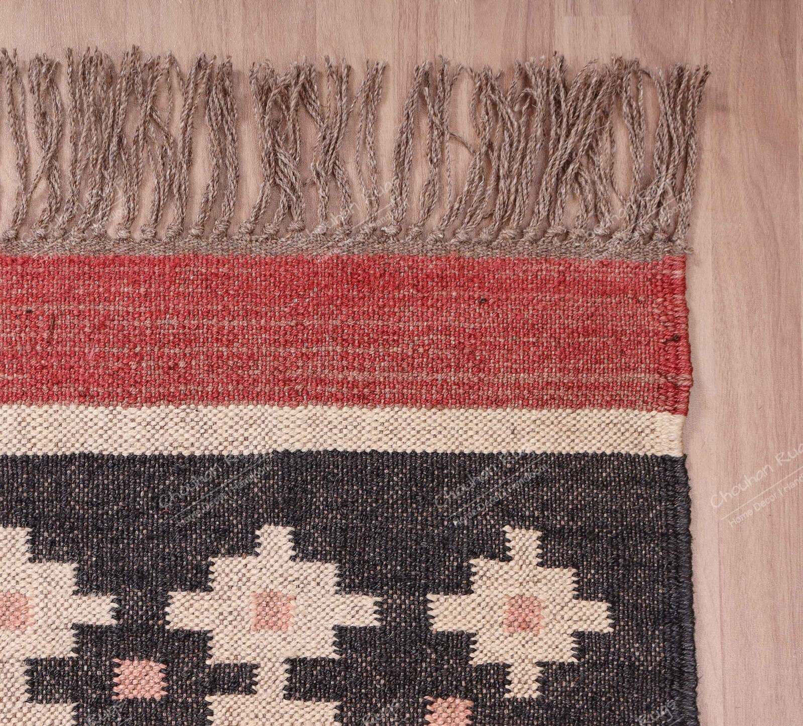 Indian Hand Woven Natural Fiber Wool Jute Modern Flatweave Kilim Jute Area Rugs