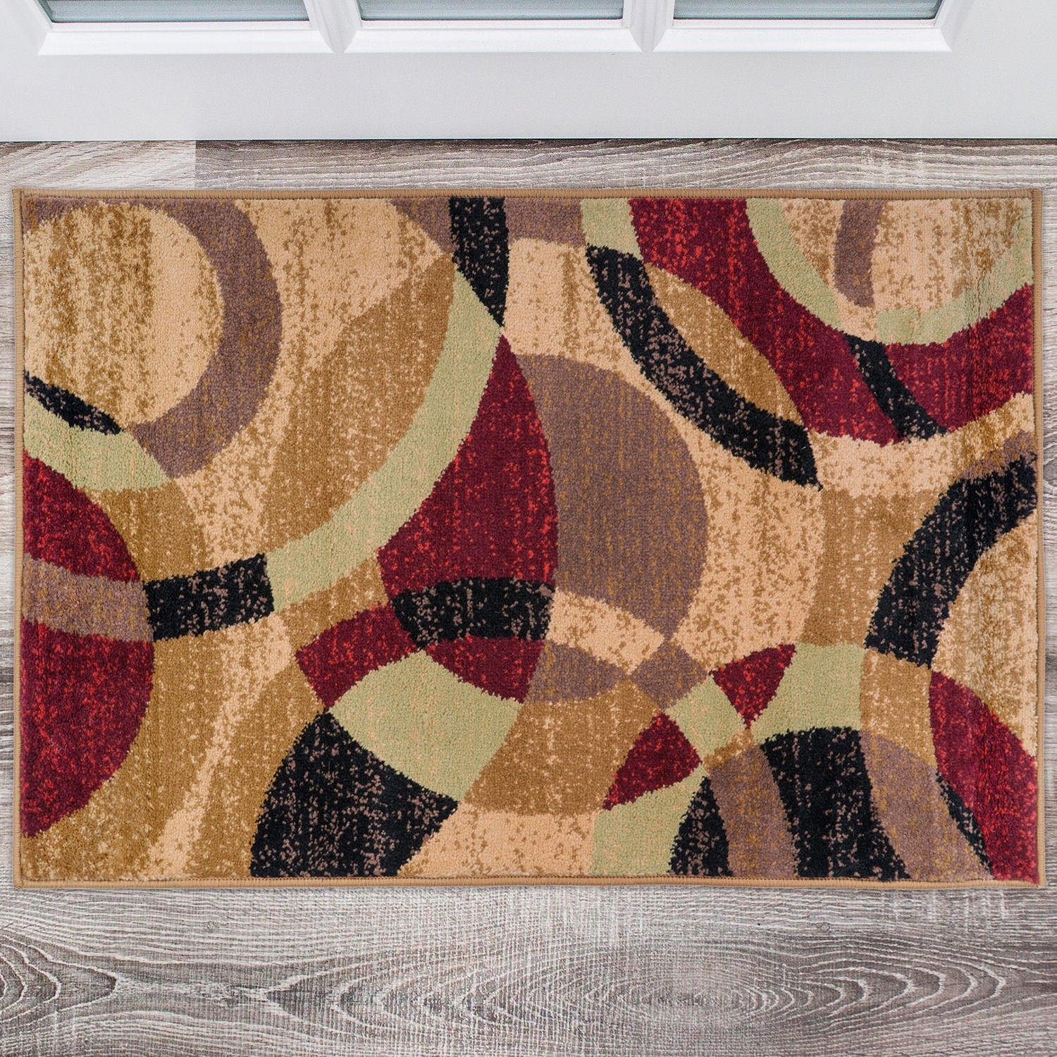 Rugshop Door Mat Modern Geometric Circles Carpet Small Rugs Washable Mats 2×3