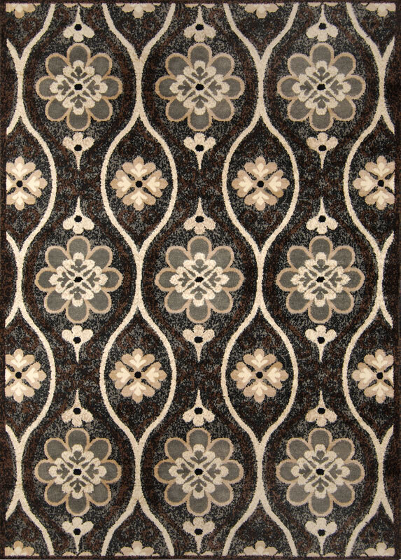5×7 Home Dynamix Black Floral Indoor/Outdoor Rug HDX3423-47 – Aprx 5′ 3″ x 7′ 2″