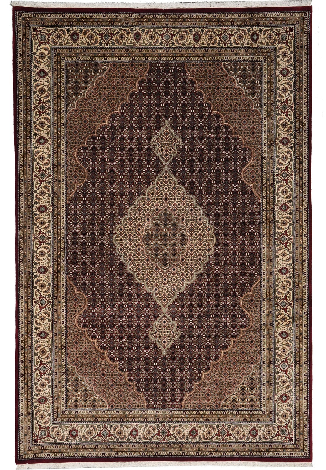 6.7 x 9.10 Elegant Quality Wool and Silk Tabriiz Mahii Rug Rich Ruby #F-4452