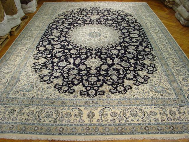13×19′ High End Nain New Wool & Silk Rug NAVY BLUE #PIX-261