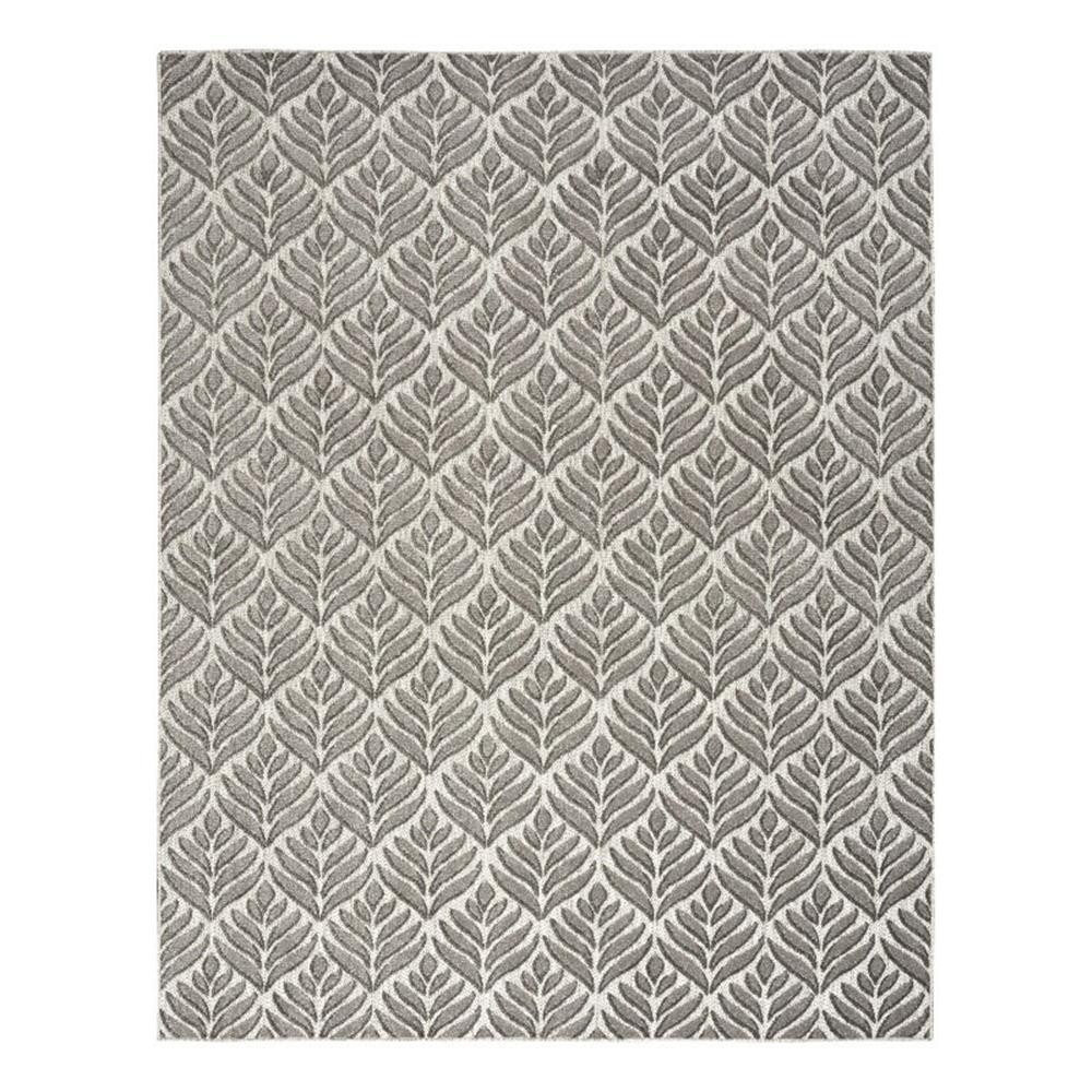 Pemberly Row Contemporary 63×89″ Fabric Rug in Charcoal Tropical Finish